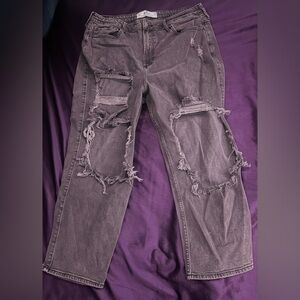 Hollister Distressed jeans dark grey curvy high-rise vintage straight
